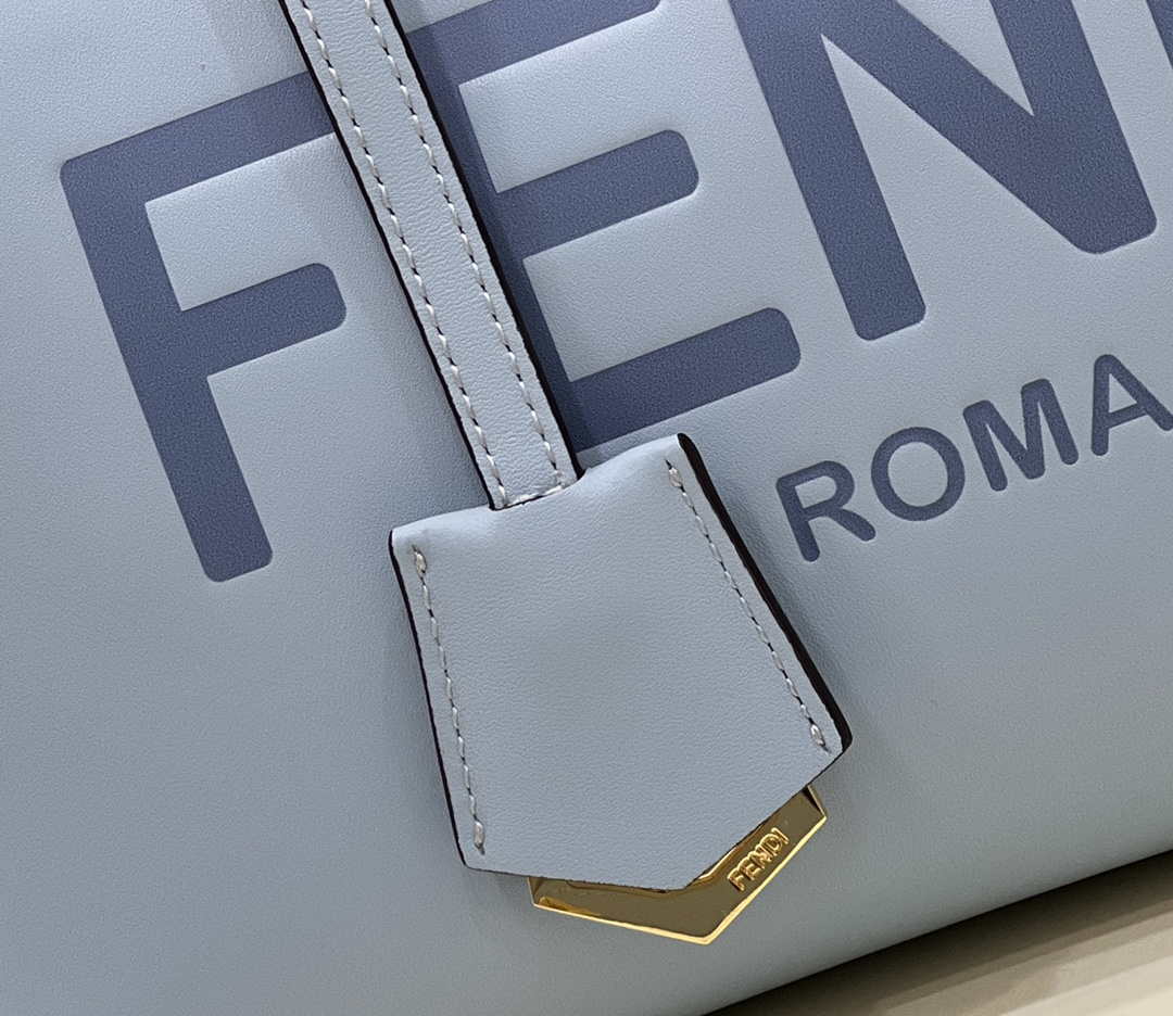 Fendi 8BL146 By The Way Medium Ligth Blue leather Boston bag