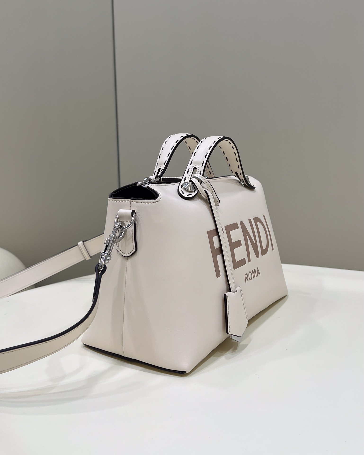 Fendi 8BL146 By The Way Medium White leather Boston bag