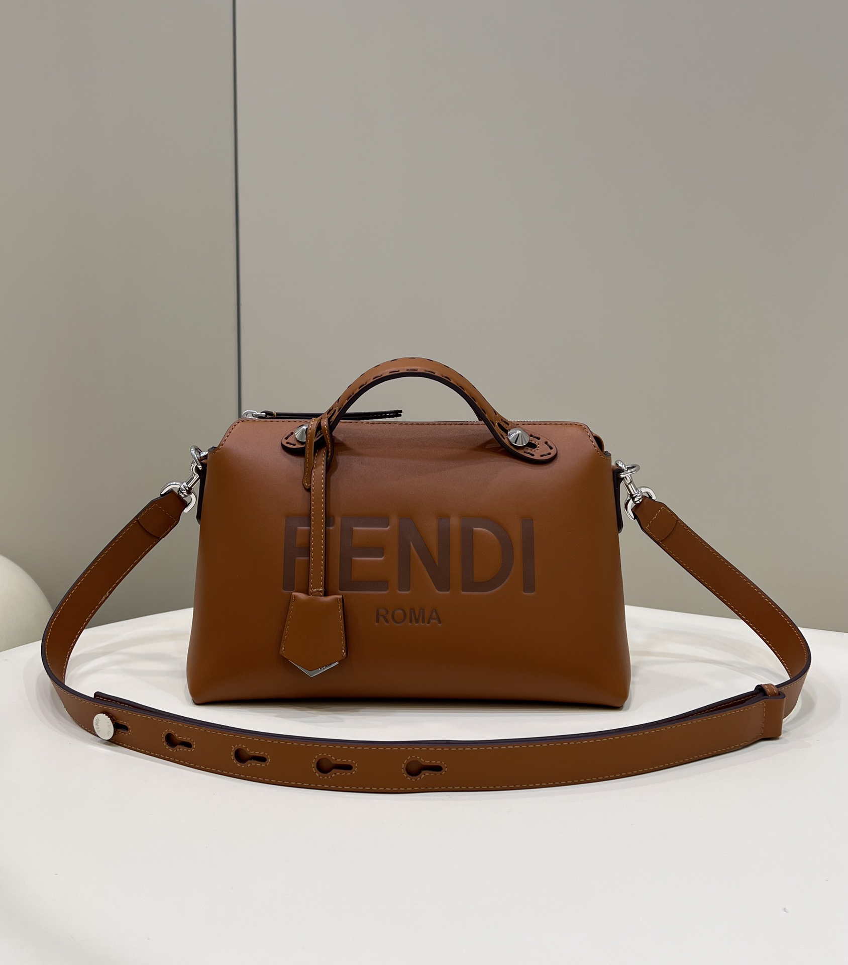 Fendi 8BL146 By The Way Medium Brown leather Boston bag - Default Title - View 1