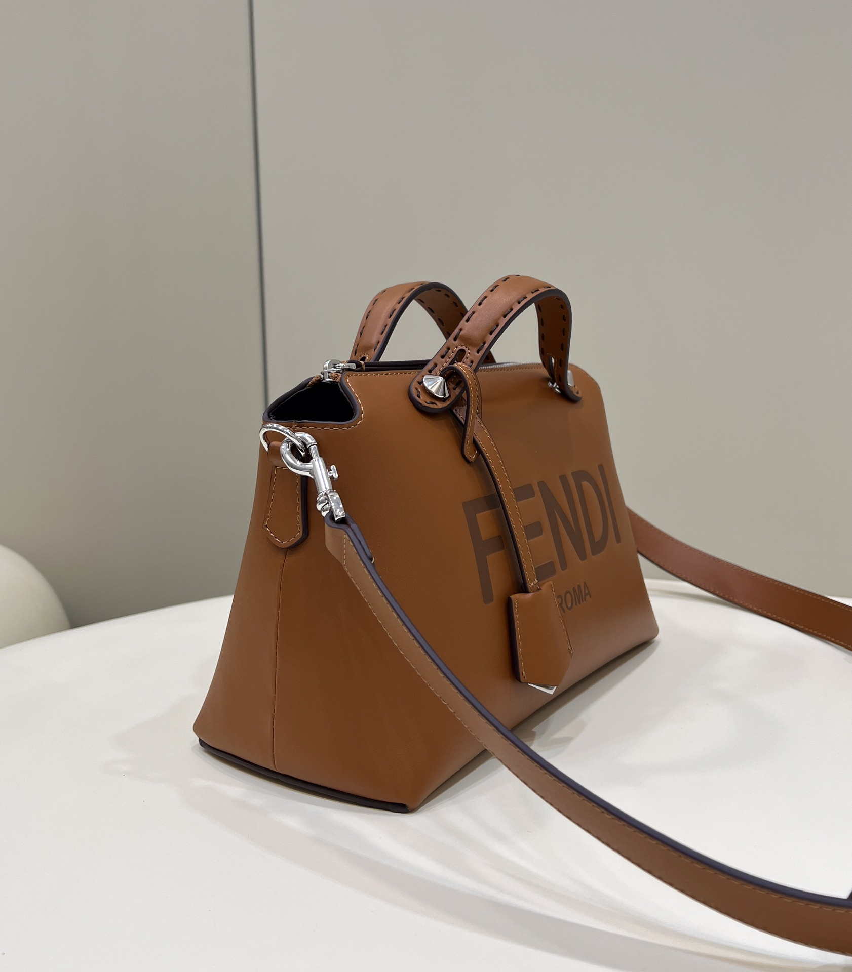 Fendi 8BL146 By The Way Medium Brown leather Boston bag