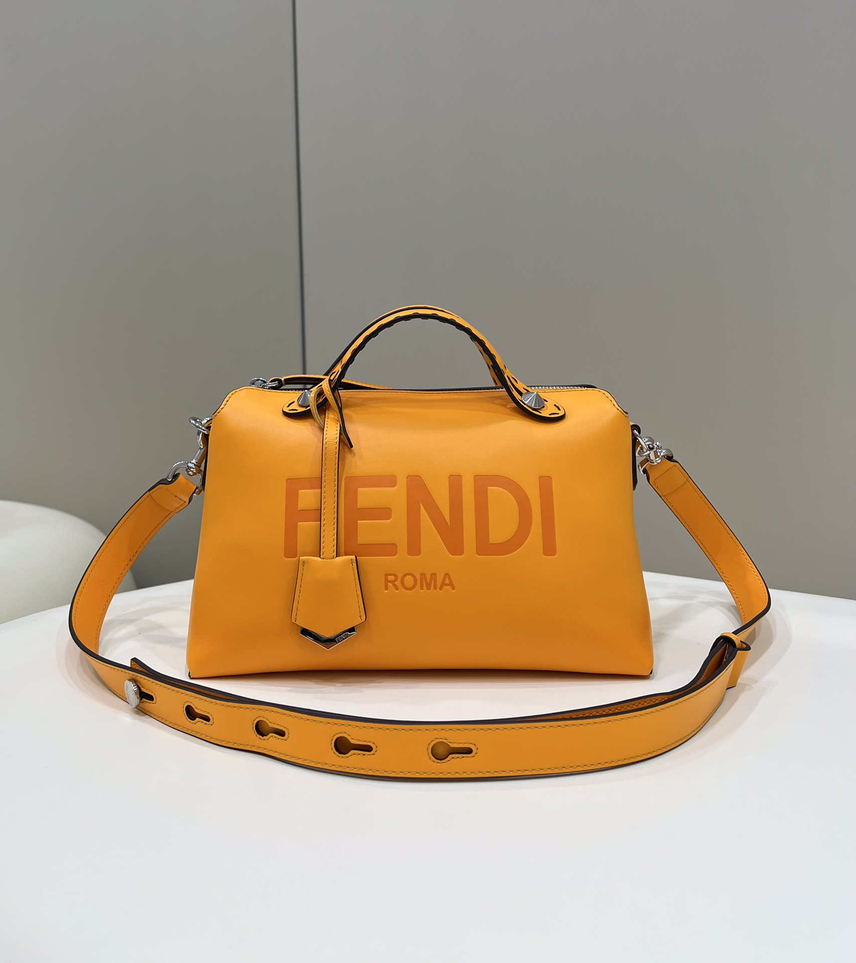 Fendi 8BL146 By The Way Medium Orange leather Boston bag - Default Title - View 1