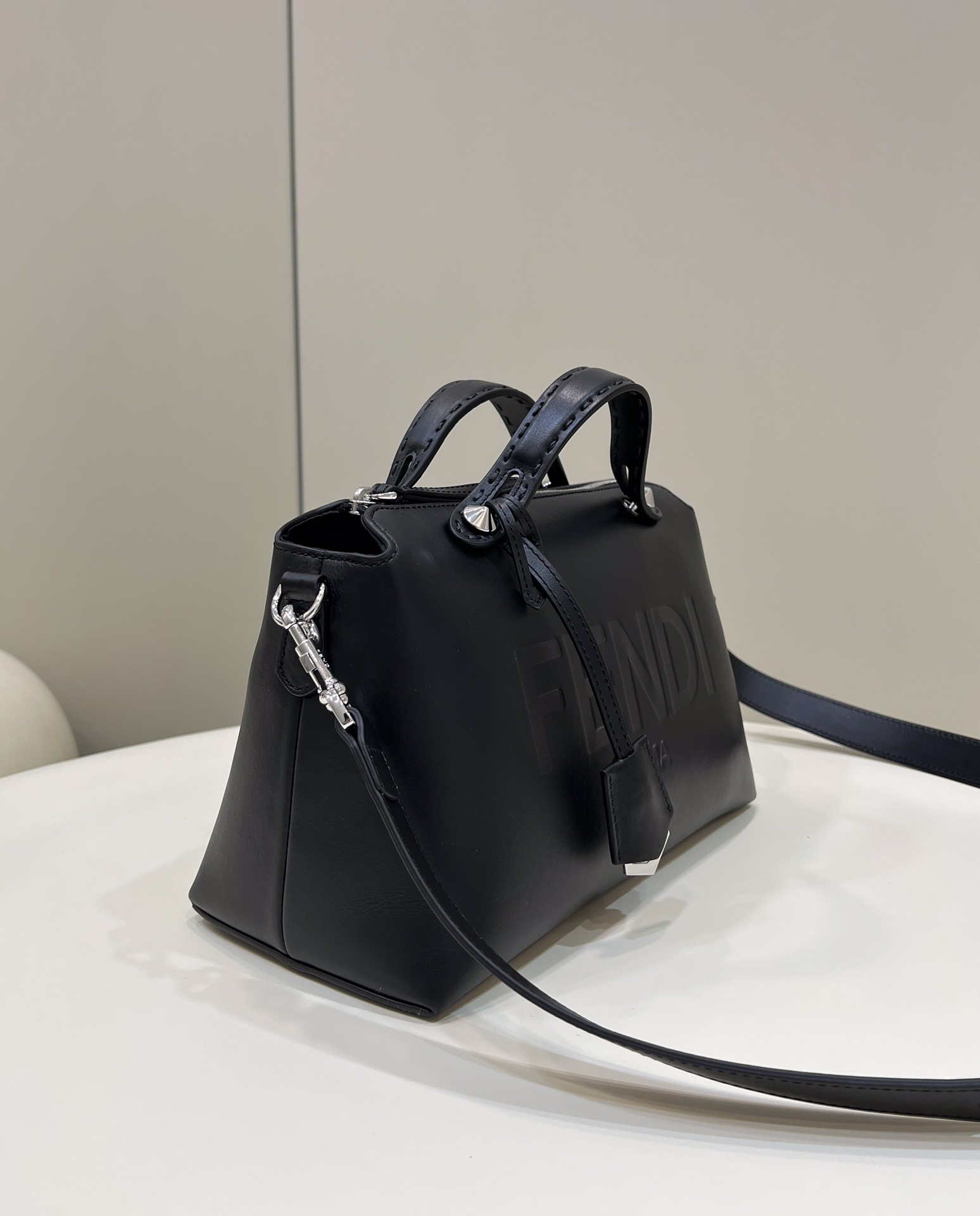 Fendi 8BL146 By The Way Medium Black leather Boston bag - Default Title - View 3