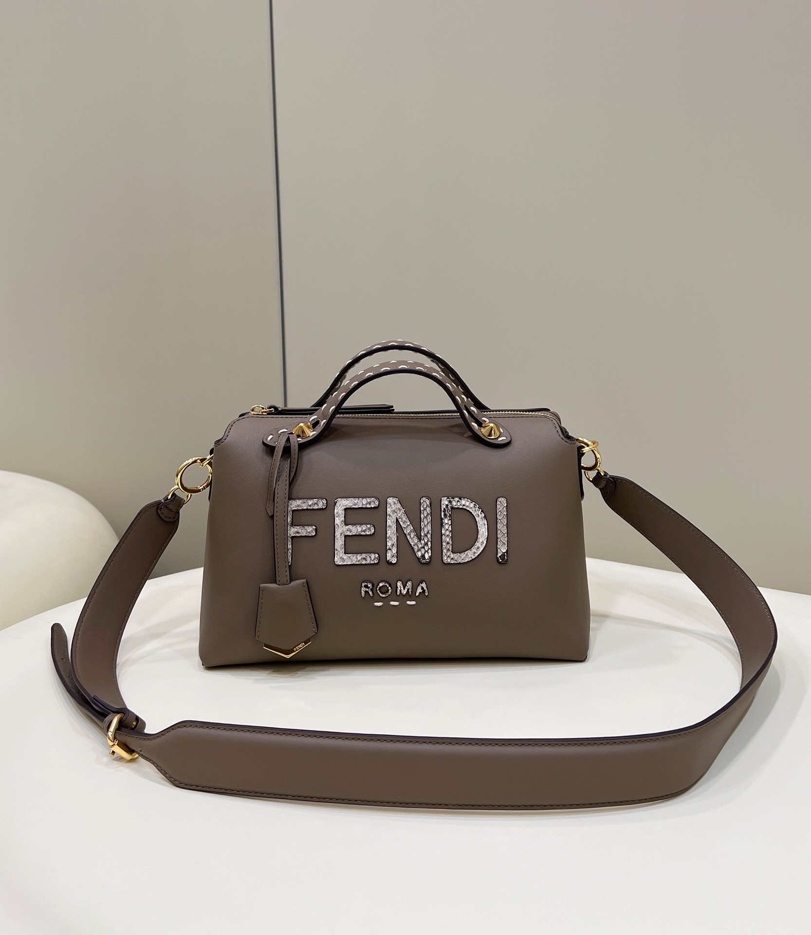 Fendi 8BL146 By The Way Medium Gray leather Boston bag - Default Title - View 1