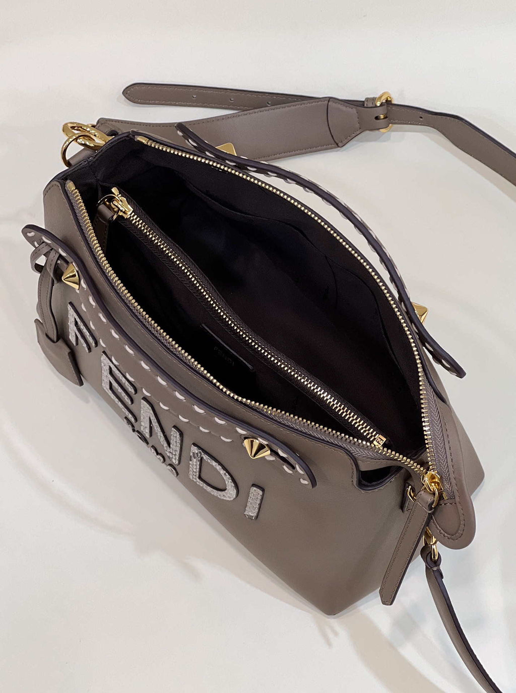 Fendi 8BL146 By The Way Medium Gray leather Boston bag