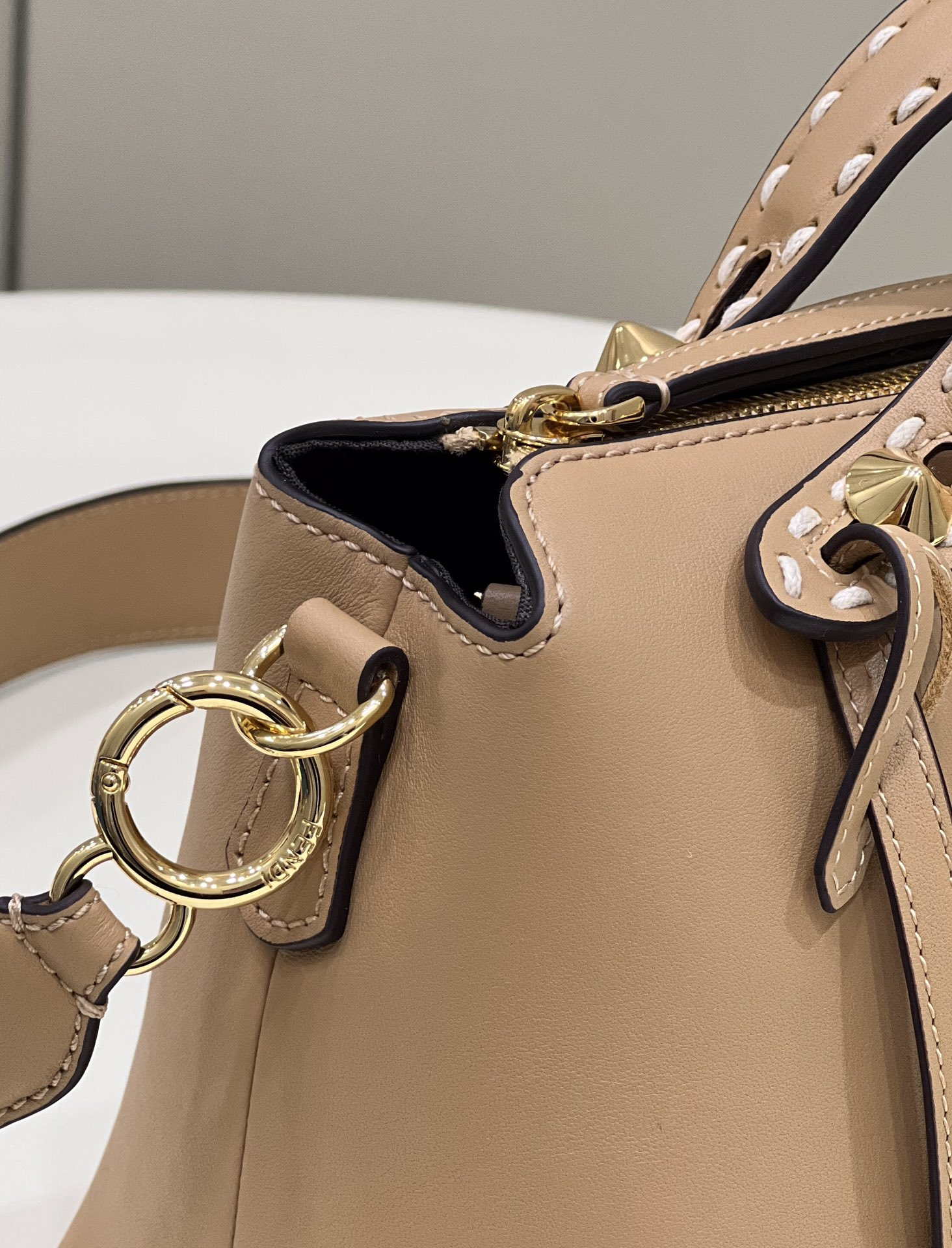 Fendi 8BL146 By The Way Medium Apricot leather Boston bag