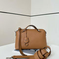 Fendi 8BL155 By The Way Selleria Medium Cappuccino-coloured Selleria bag with 192 hand-sewn stitches 8668 - Default Title - View 1