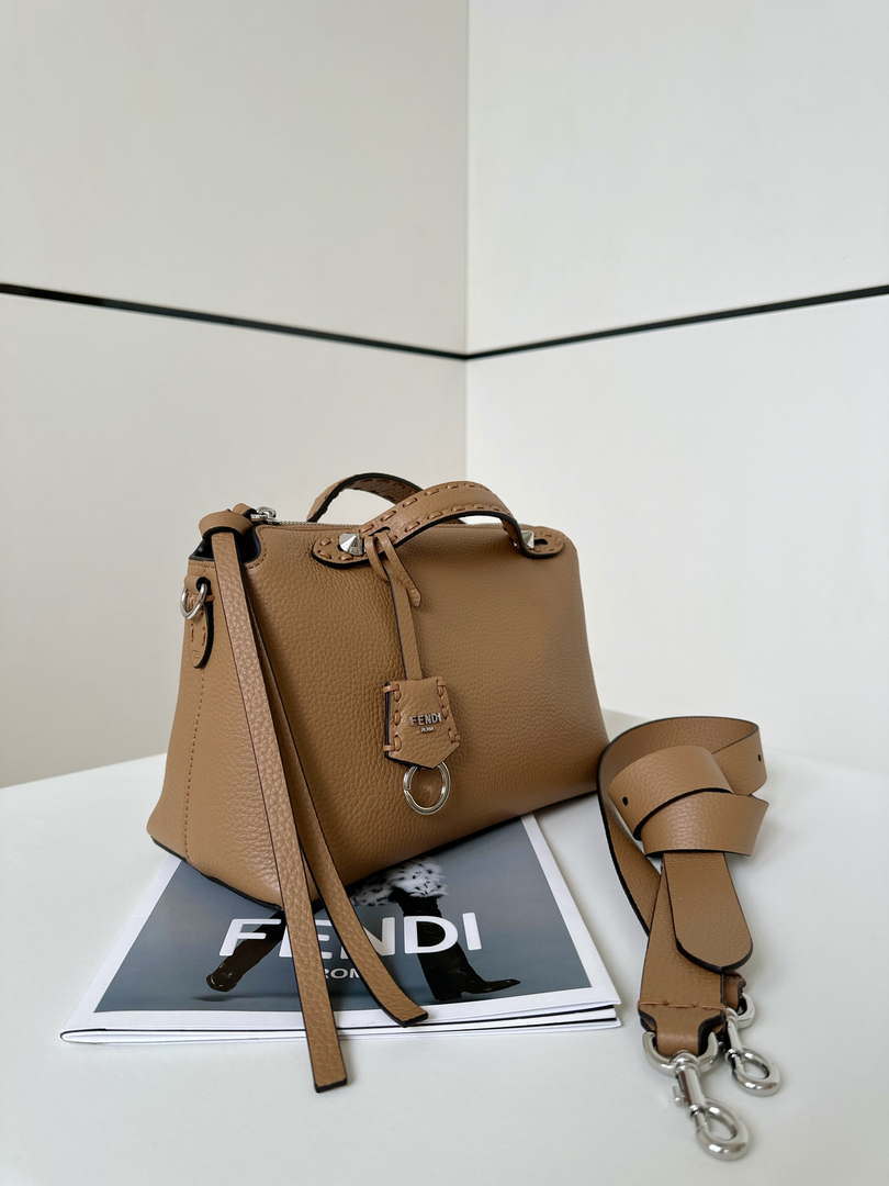 Fendi 8BL155 By The Way Selleria Medium Cappuccino-coloured Selleria bag with 192 hand-sewn stitches 8668