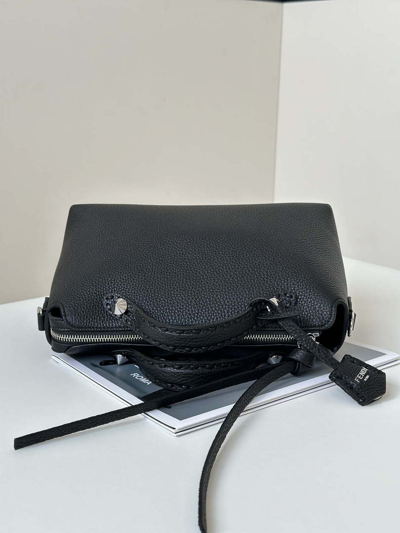 Fendi 8BL155 By The Way Selleria Medium Black Selleria bag with 192 hand-sewn stitches 8668