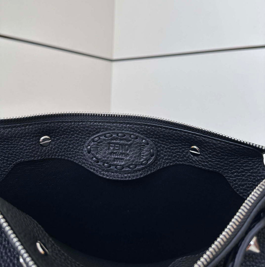Fendi 8BL155 By The Way Selleria Medium Black Selleria bag with 192 hand-sewn stitches 8668