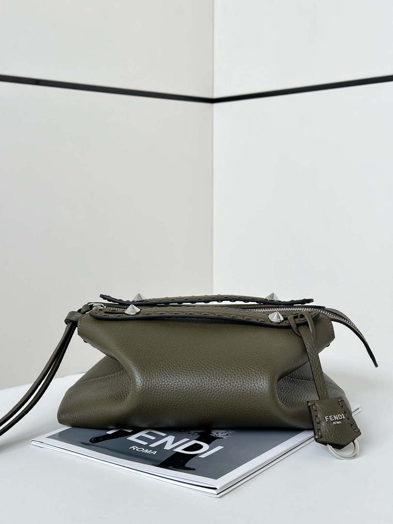 Fendi 8BL155 By The Way Selleria Medium Dark green Selleria bag with 192 hand-sewn stitches 8668