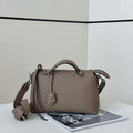 Fendi 8BL155 By The Way Selleria Medium Gray Selleria bag with 192 hand-sewn stitches 8668 - Default Title - View 1