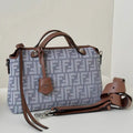 Fendi 8BL155 By The Way Soft Medium Blue denim-effect FF jacquard bag 8665BL