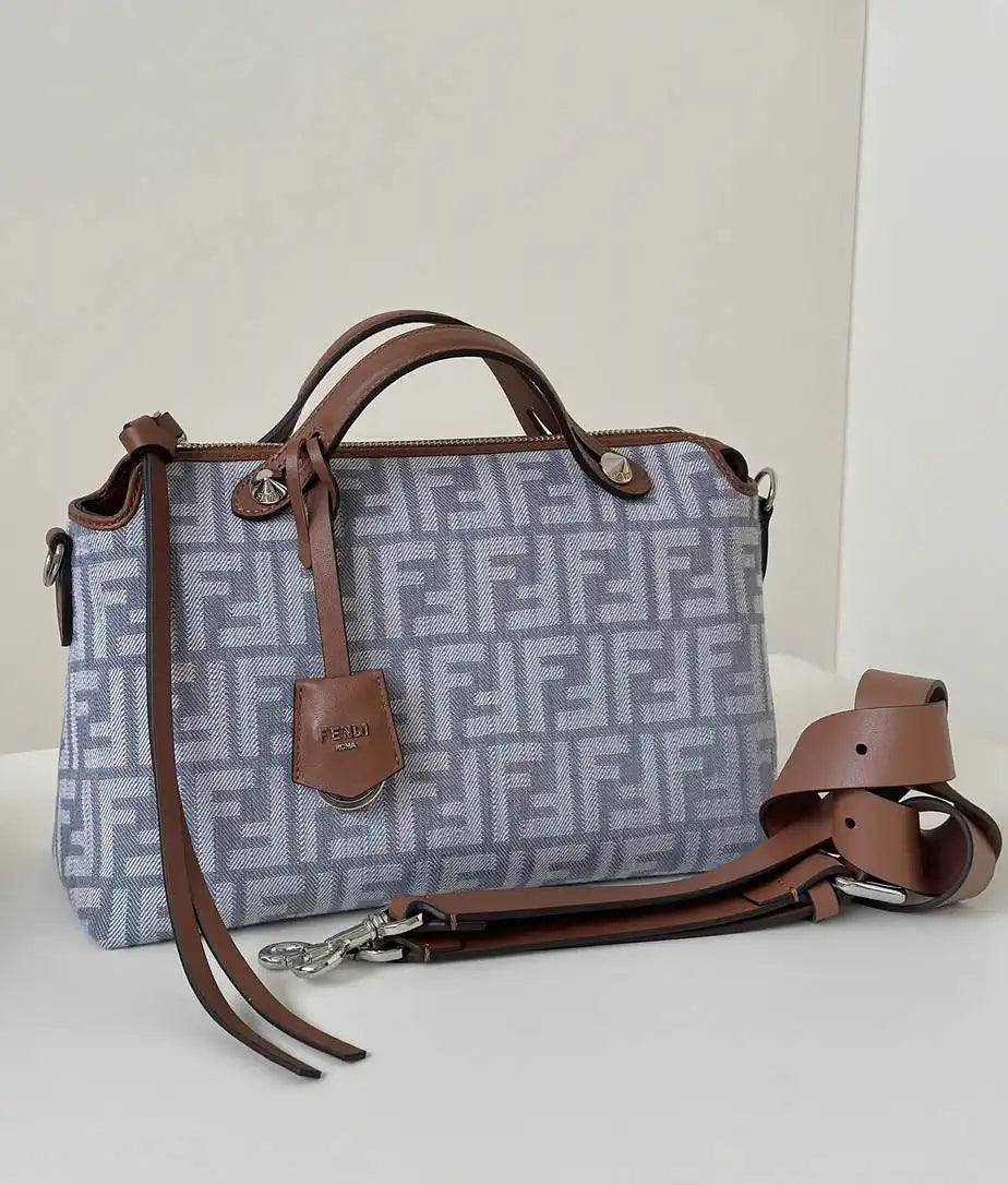 Fendi 8BL155 By The Way Soft Medium Blue denim-effect FF jacquard bag 8665BL