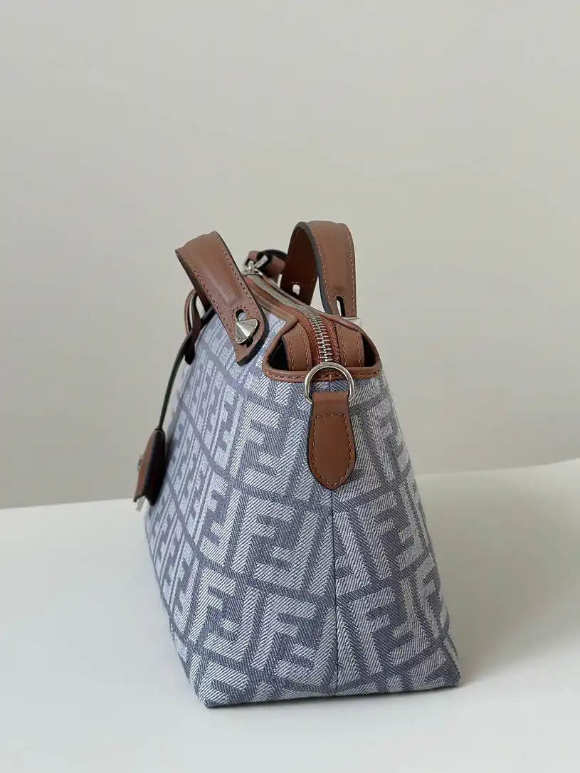 Fendi 8BL155 By The Way Soft Medium Blue denim-effect FF jacquard bag 8665BL