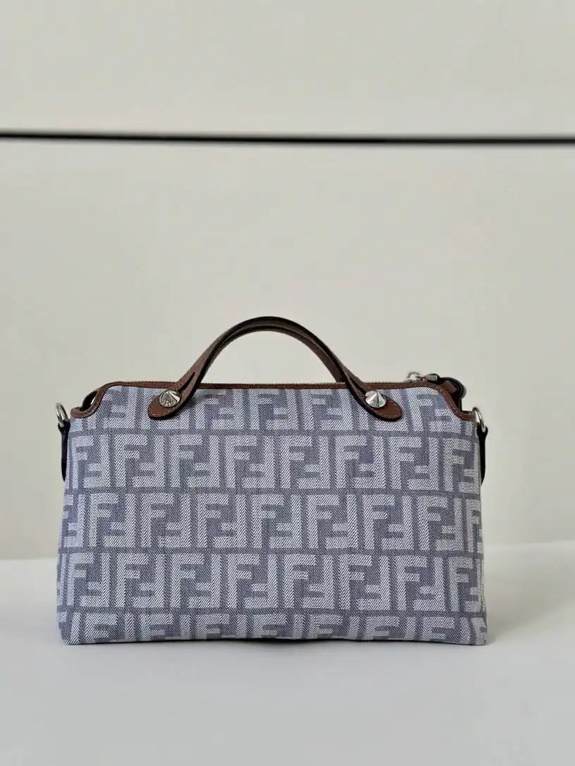 Fendi 8BL155 By The Way Soft Medium Blue denim-effect FF jacquard bag 8665BL