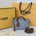 Fendi 8BS098 By The Way Soft Mini Blue denim-effect FF jacquard bag 8665Bs