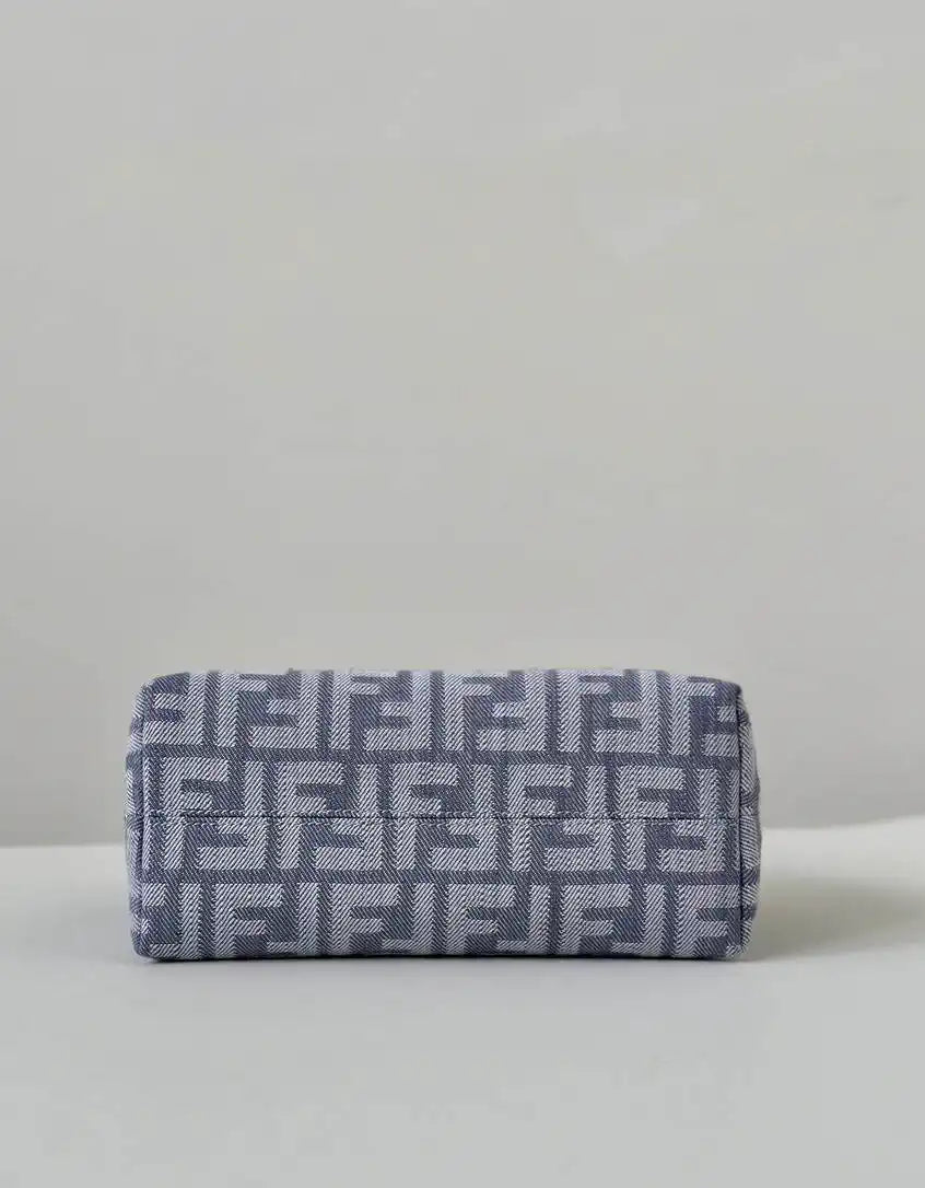 Fendi 8BS098 By The Way Soft Mini Blue denim-effect FF jacquard bag 8665Bs