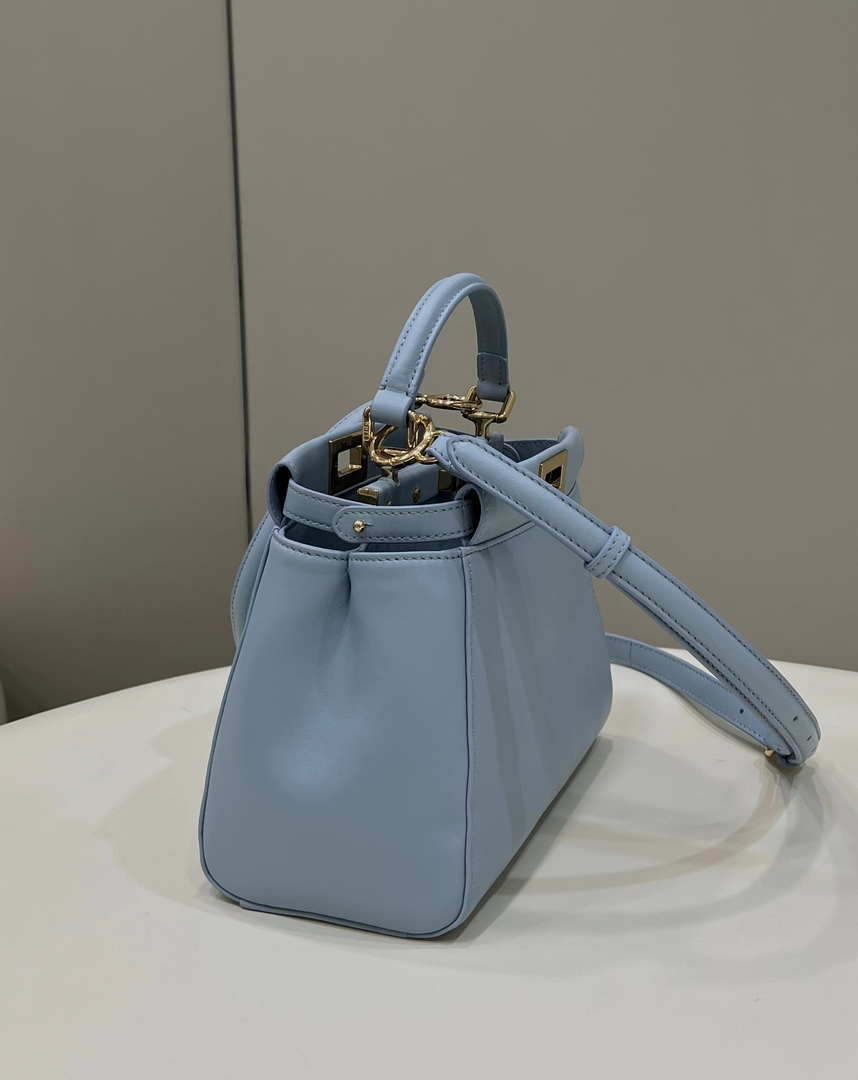 Fendi 8BN244 Peekaboo Iconic Mimi Blue Leather 8315 Bag