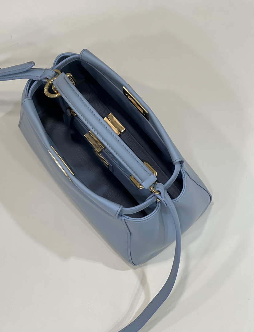 Fendi 8BN244 Peekaboo Iconic Mimi Blue Leather 8315 Bag