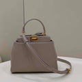 Fendi 8BN244 Peekaboo Iconic Mimi Gray Leather 8315 Bag - Default Title - View 1