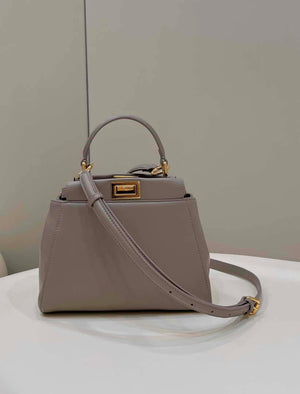 Fendi 8BN244 Peekaboo Iconic Mimi Gray Leather 8315 Bag - Default Title - View 1