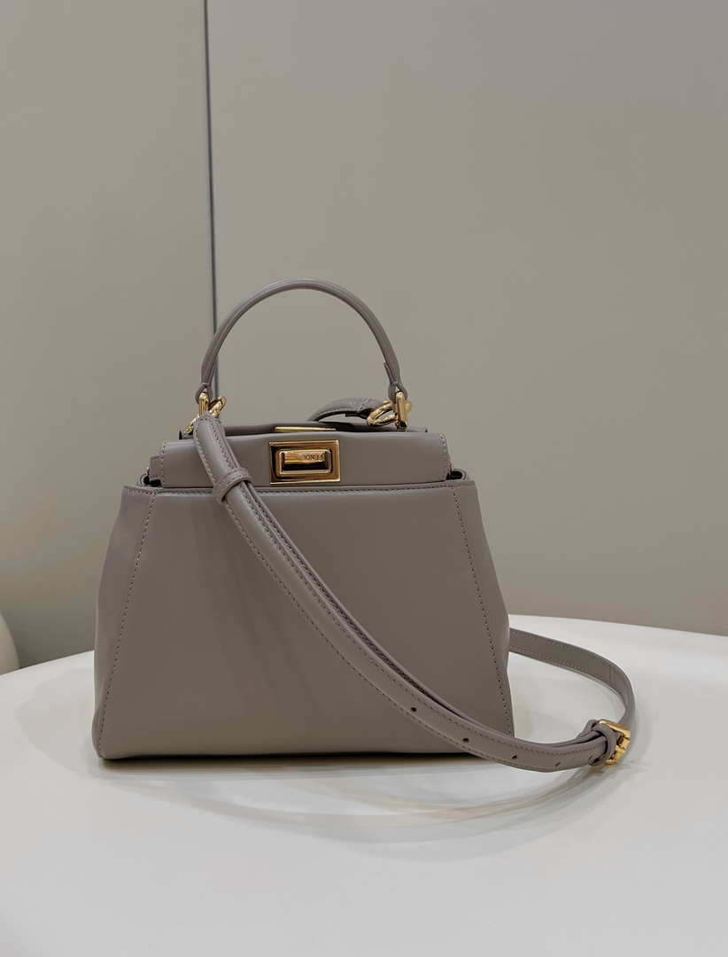 Fendi 8BN244 Peekaboo Iconic Mimi Gray Leather 8315 Bag - Default Title - View 1