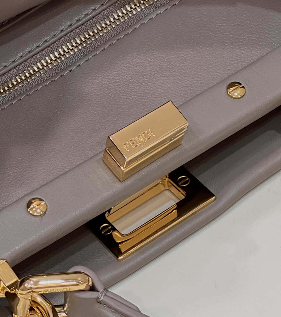 Fendi 8BN244 Peekaboo Iconic Mimi Gray Leather 8315 Bag