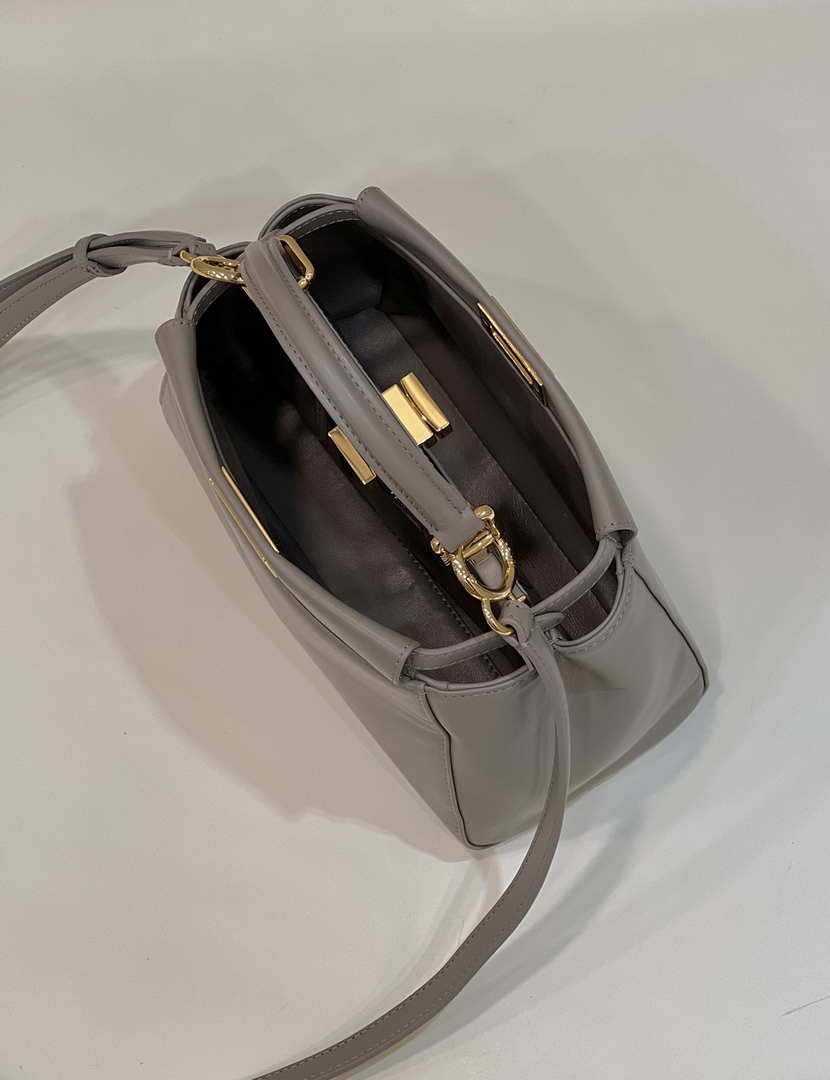 Fendi 8BN244 Peekaboo Iconic Mimi Gray Leather 8315 Bag
