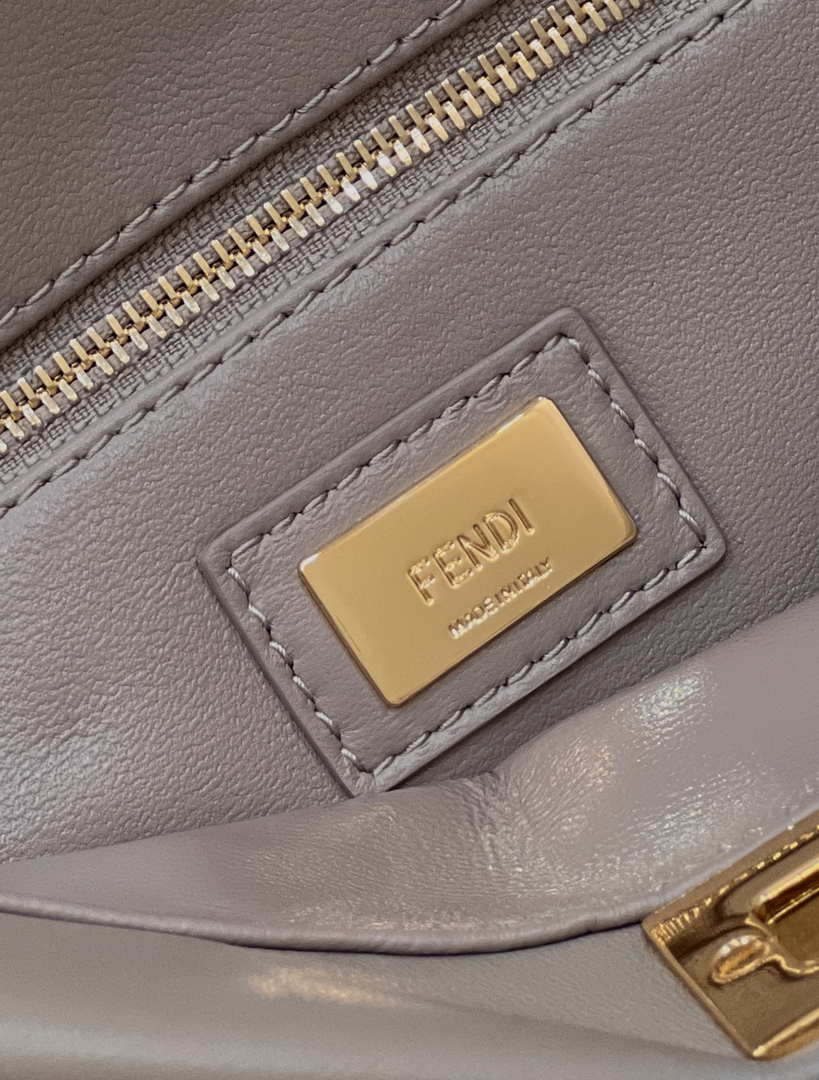 Fendi 8BN244 Peekaboo Iconic Mimi Gray Leather 8315 Bag
