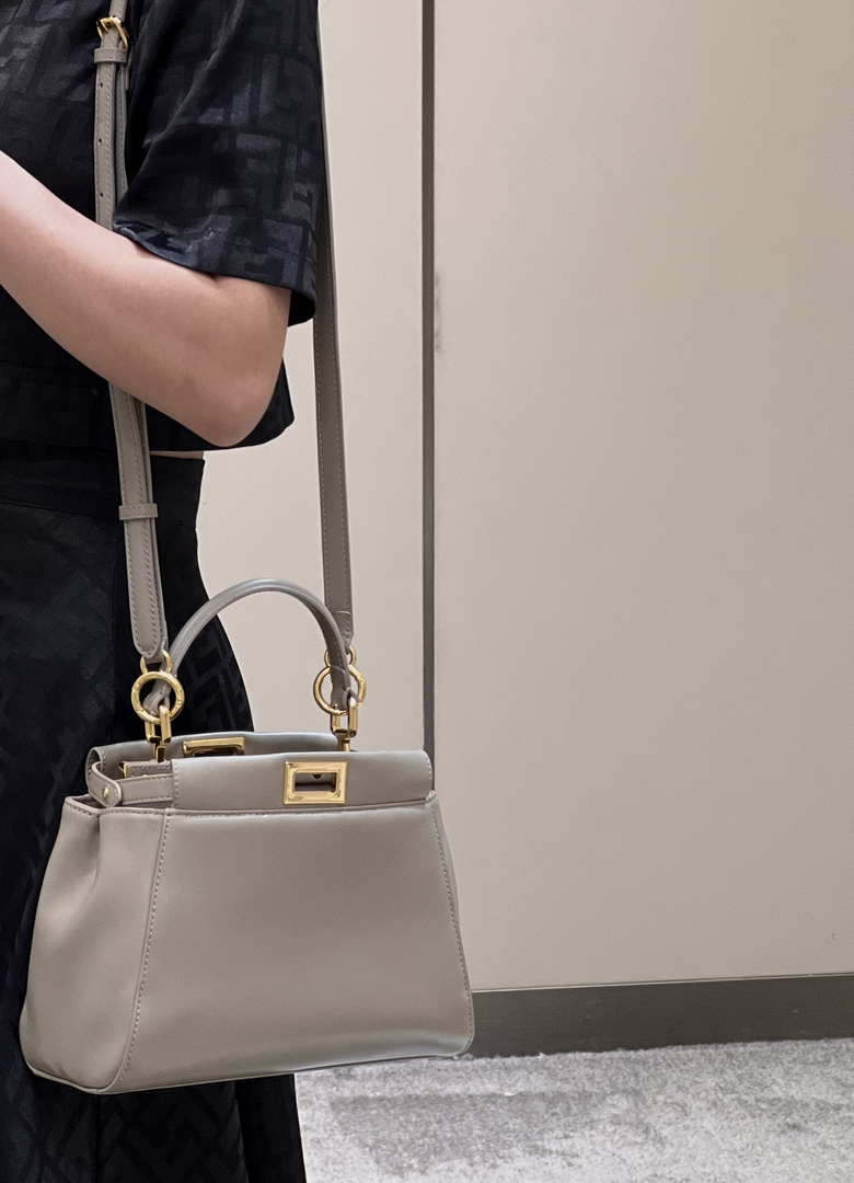 Fendi 8BN244 Peekaboo Iconic Mimi Gray Leather 8315 Bag - Default Title - View 10