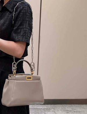 Fendi 8BN244 Peekaboo Iconic Mimi Gray Leather 8315 Bag - Default Title - View 12