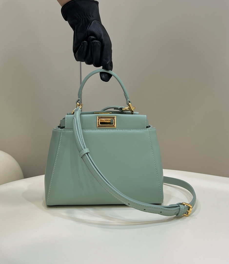 Fendi 8BN244 Peekaboo Iconic Mimi Green Leather 8315 Bag - Default Title - View 1