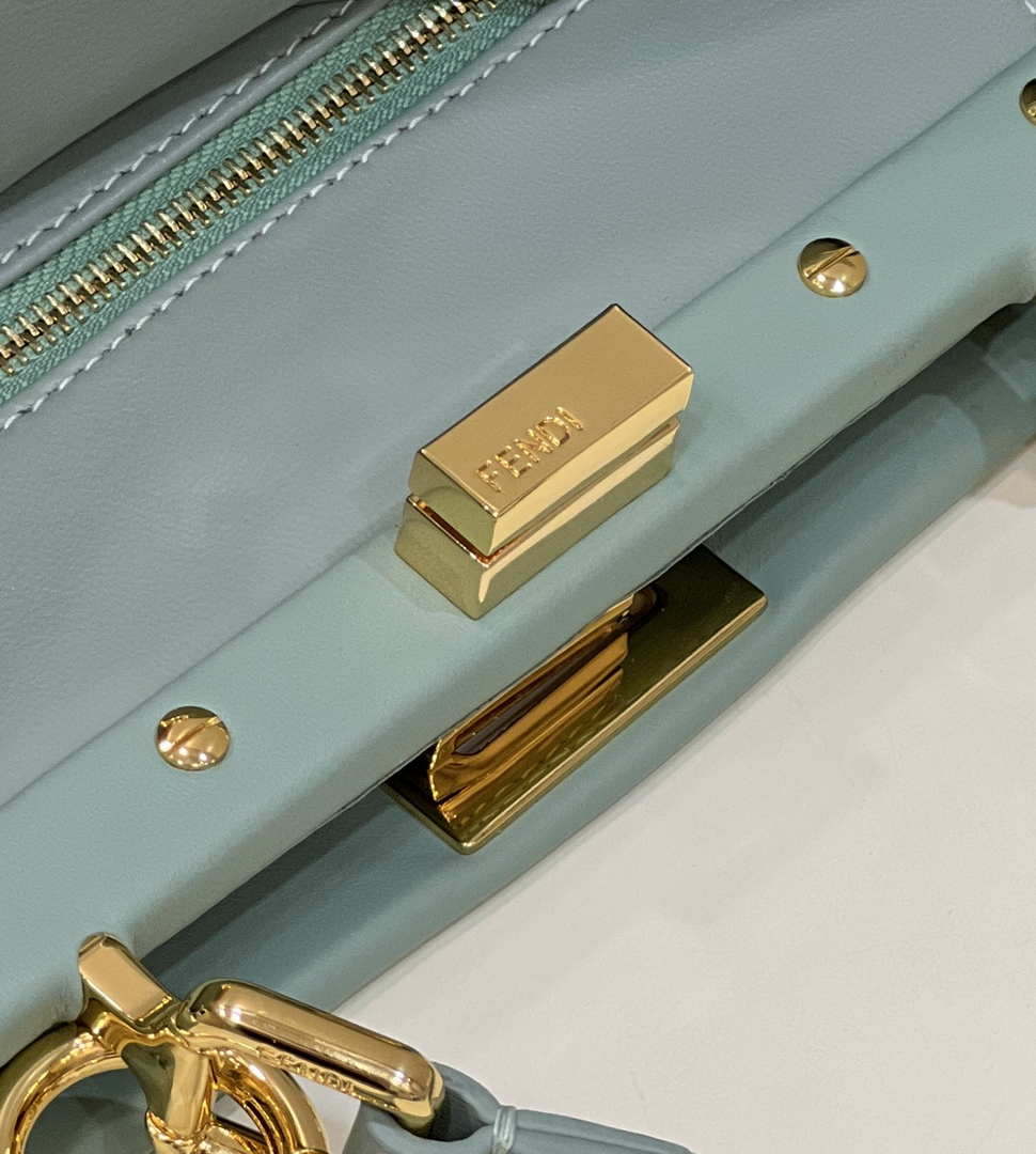 Fendi 8BN244 Peekaboo Iconic Mimi Green Leather 8315 Bag