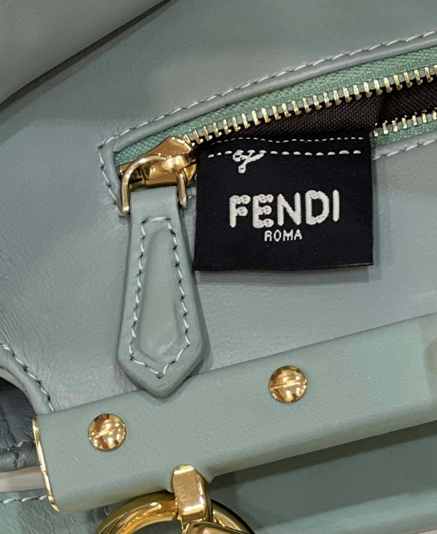 Fendi 8BN244 Peekaboo Iconic Mimi Green Leather 8315 Bag