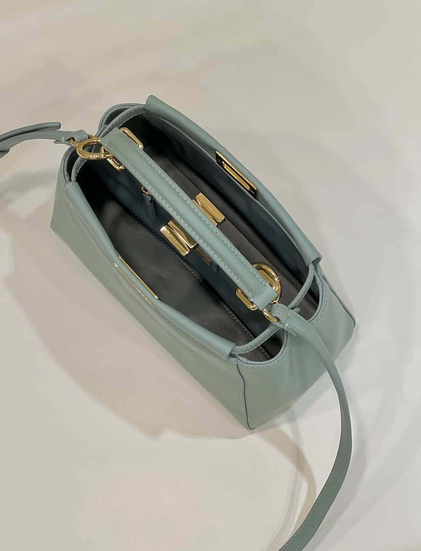 Fendi 8BN244 Peekaboo Iconic Mimi Green Leather 8315 Bag