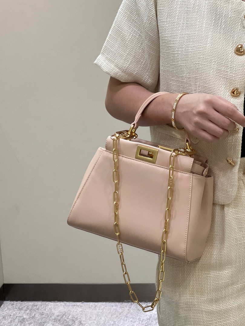 Fendi 8BN244 Peekaboo Iconic Mimi Pink Leather 8315 Bag
