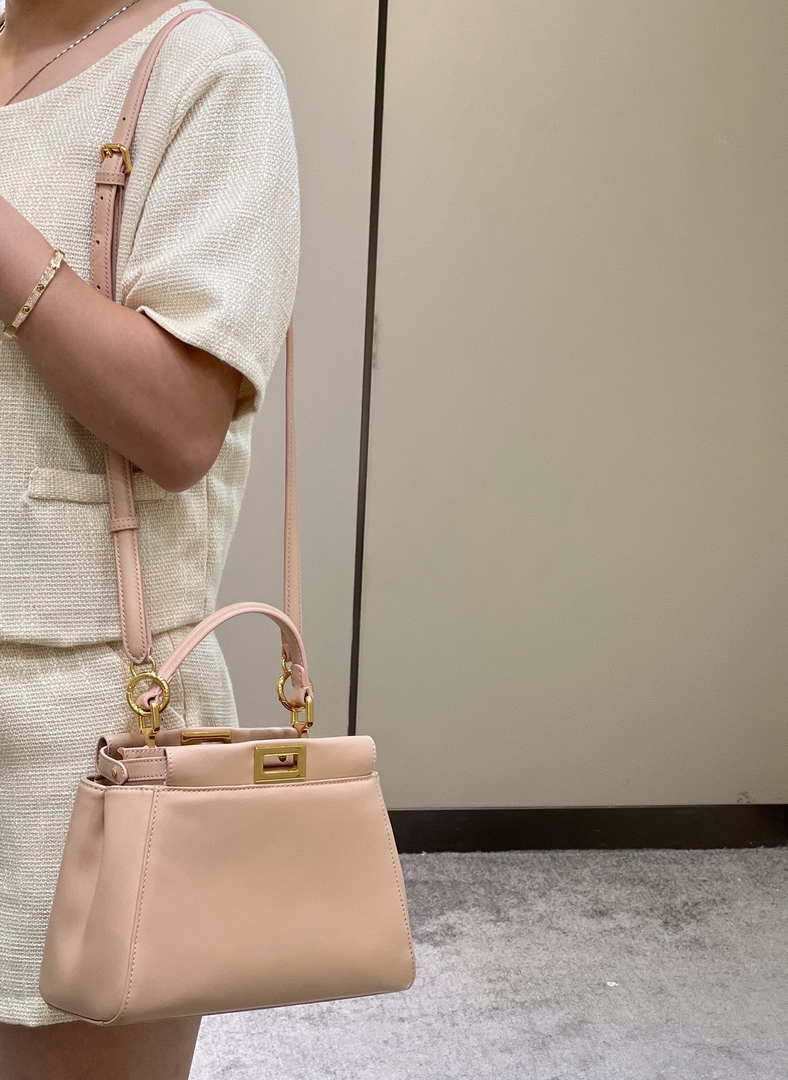 Fendi 8BN244 Peekaboo Iconic Mimi Pink Leather 8315 Bag