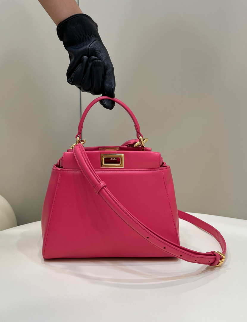 Fendi 8BN244 Peekaboo Iconic Mimi Rose red Leather 8315 Bag - Default Title - View 1