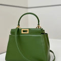 Fendi 8BN244 Peekaboo Iconic Mini Apple Green Leather 8315 Bag