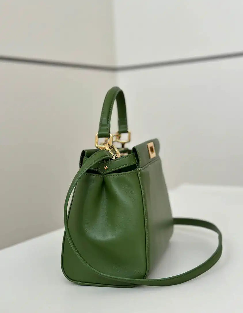 Fendi 8BN244 Peekaboo Iconic Mini Apple Green Leather 8315 Bag