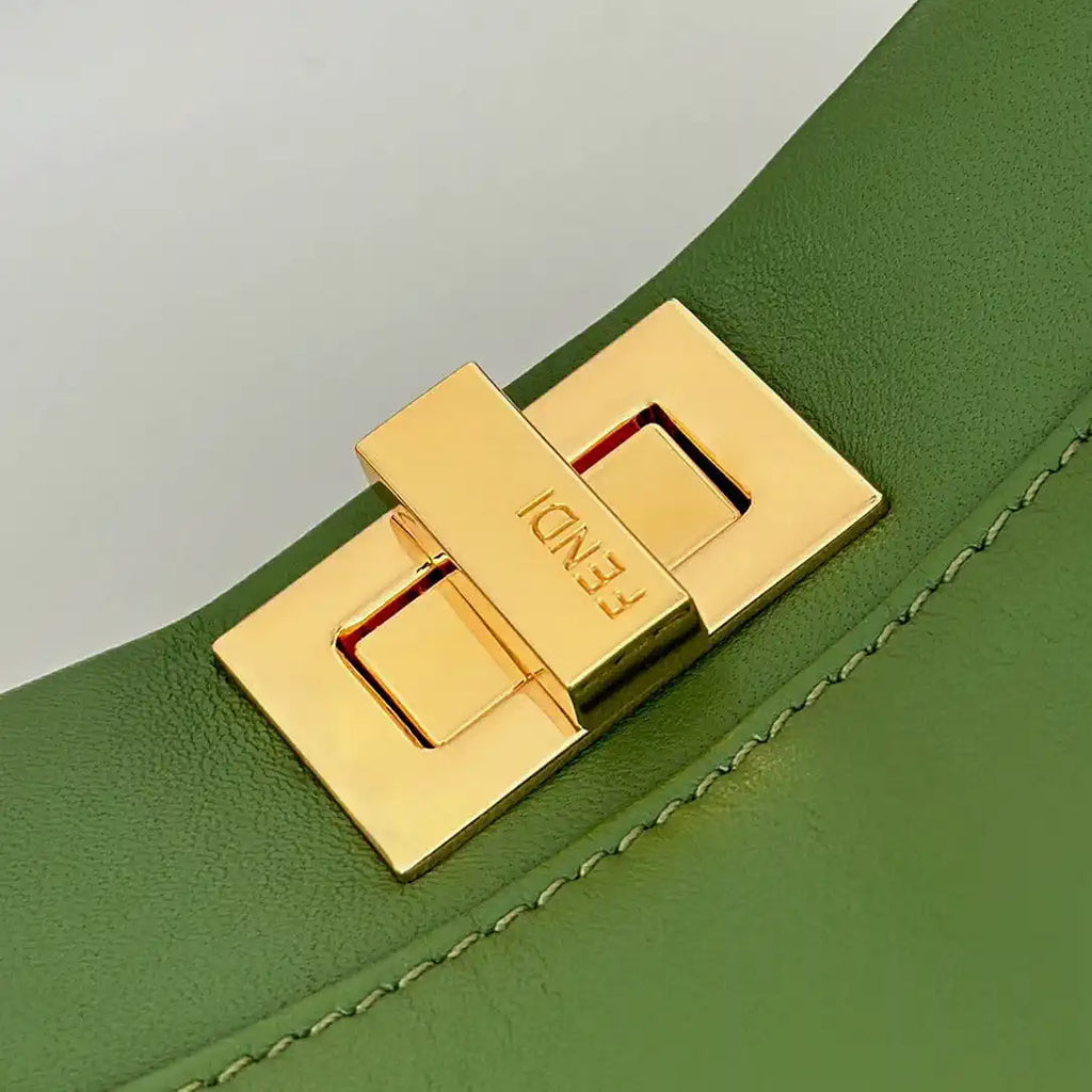 Fendi 8BN244 Peekaboo Iconic Mini Apple Green Leather 8315 Bag