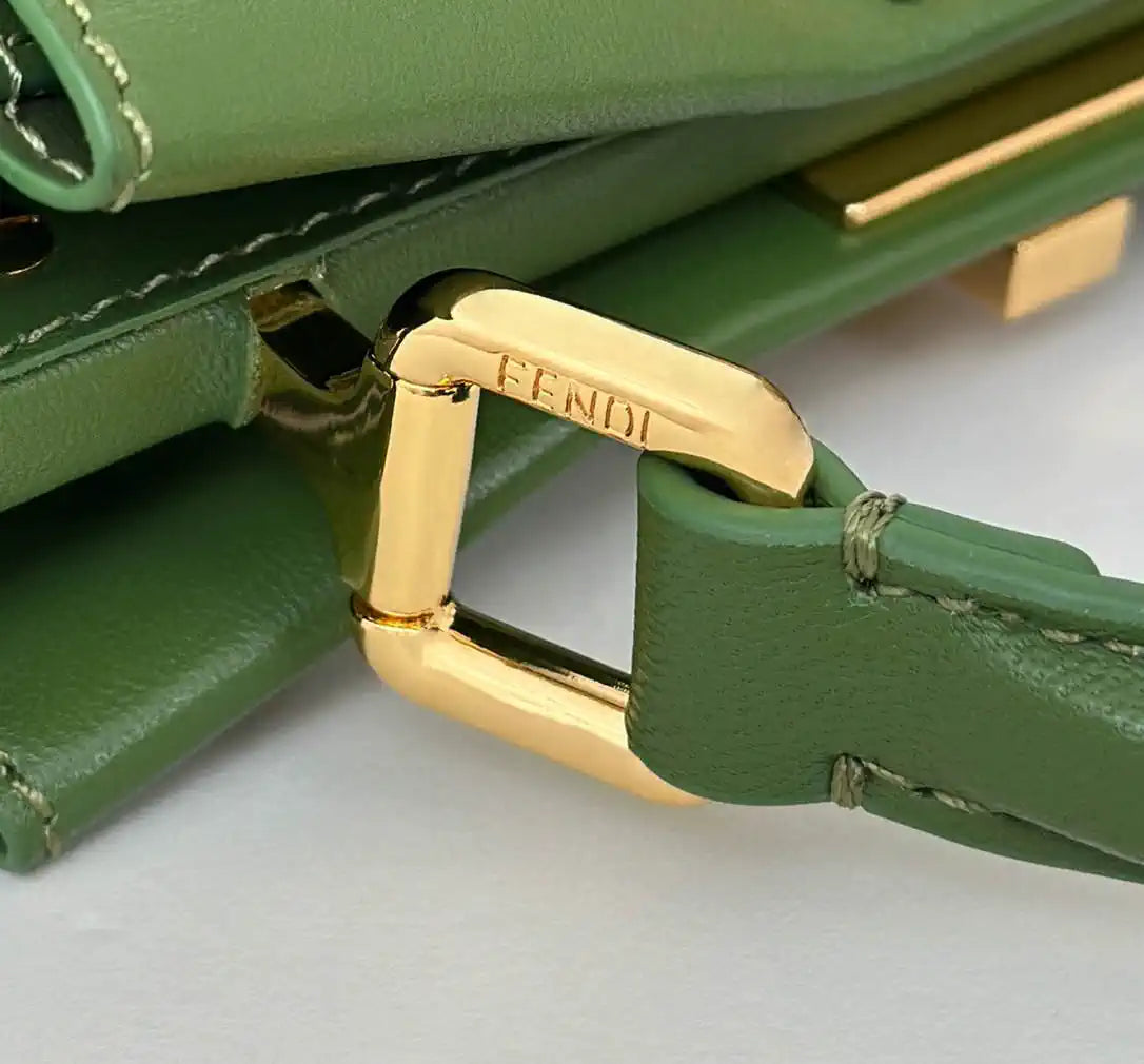 Fendi 8BN244 Peekaboo Iconic Mini Apple Green Leather 8315 Bag