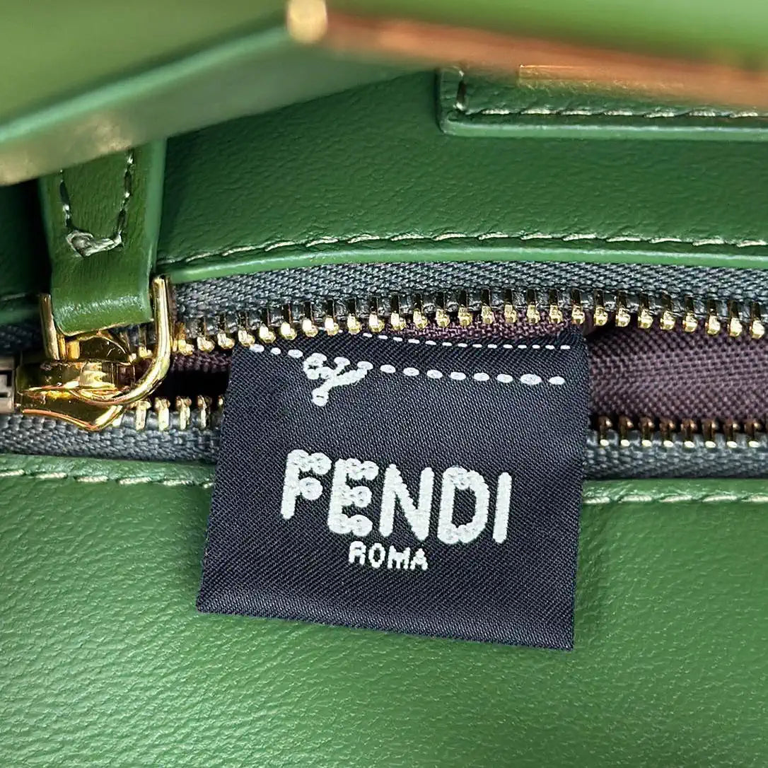 Fendi 8BN244 Peekaboo Iconic Mini Apple Green Leather 8315 Bag