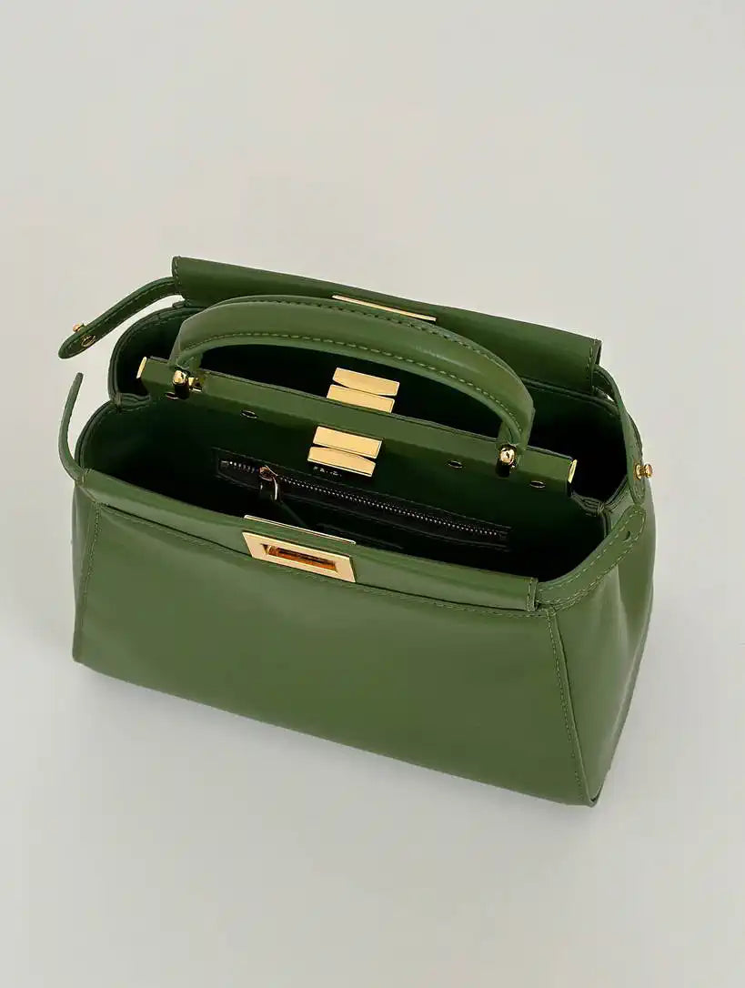 Fendi 8BN244 Peekaboo Iconic Mini Apple Green Leather 8315 Bag