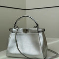 Fendi 8BN244 Peekaboo Iconic Mini Silver Leather 8315 Bag