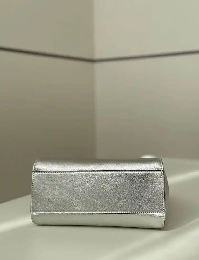 Fendi 8BN244 Peekaboo Iconic Mini Silver Leather 8315 Bag