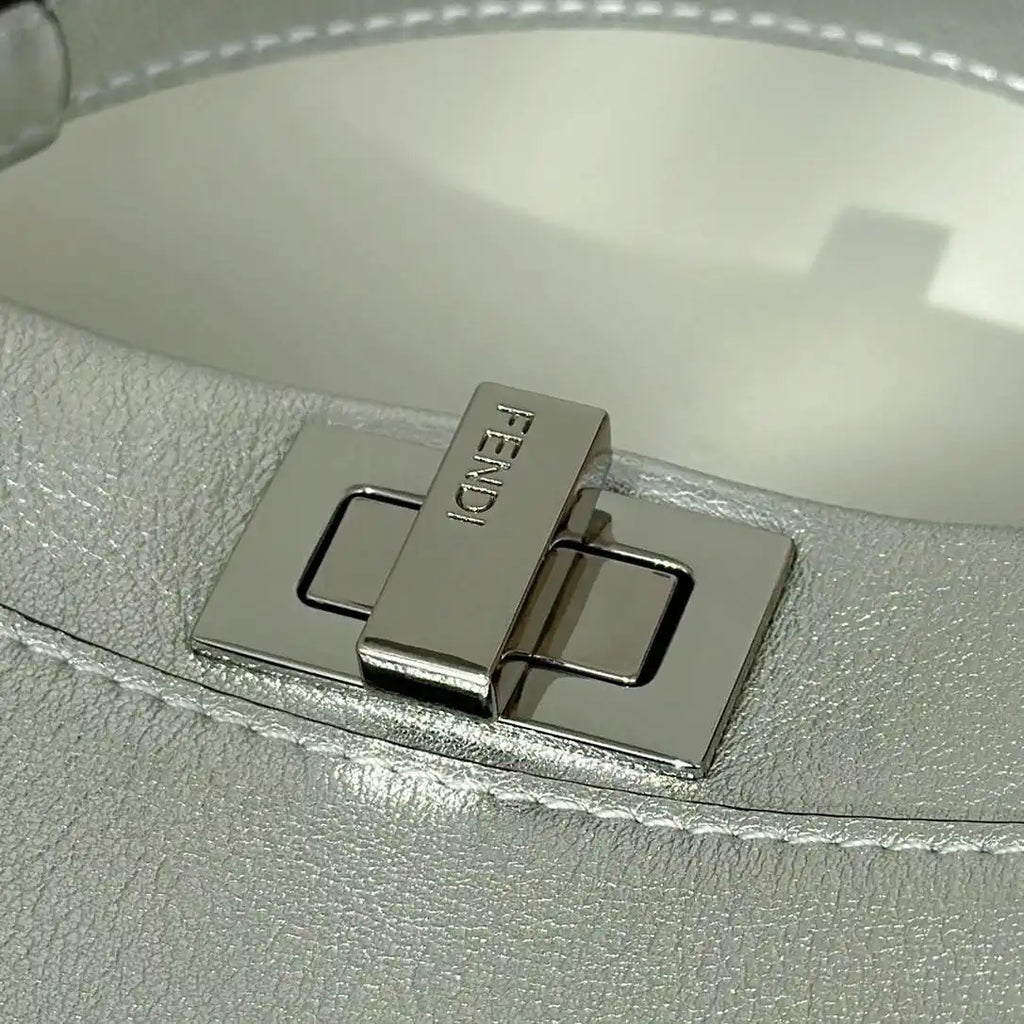 Fendi 8BN244 Peekaboo Iconic Mini Silver Leather 8315 Bag