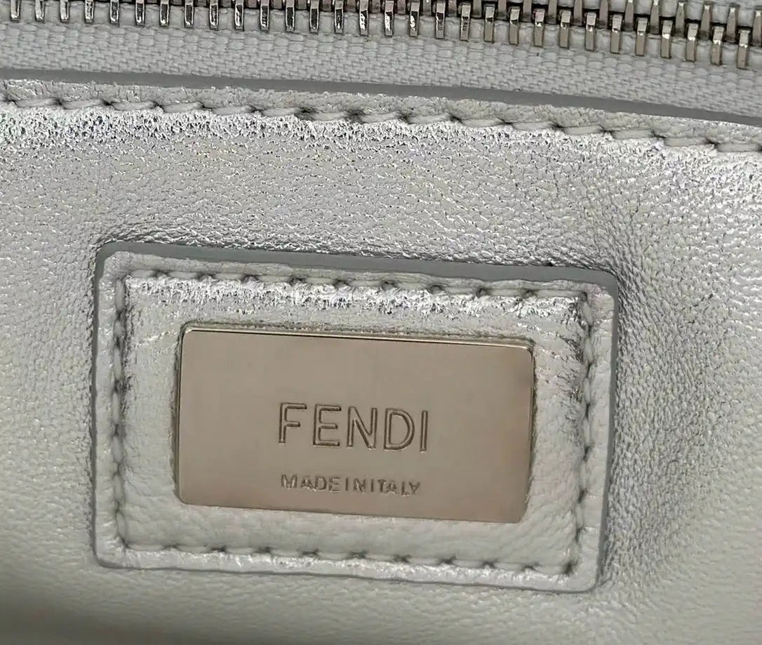 Fendi 8BN244 Peekaboo Iconic Mini Silver Leather 8315 Bag