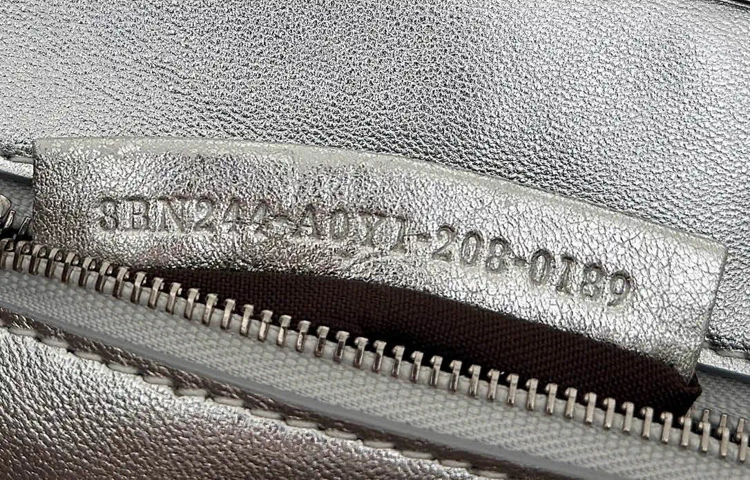 Fendi 8BN244 Peekaboo Iconic Mini Silver Leather 8315 Bag