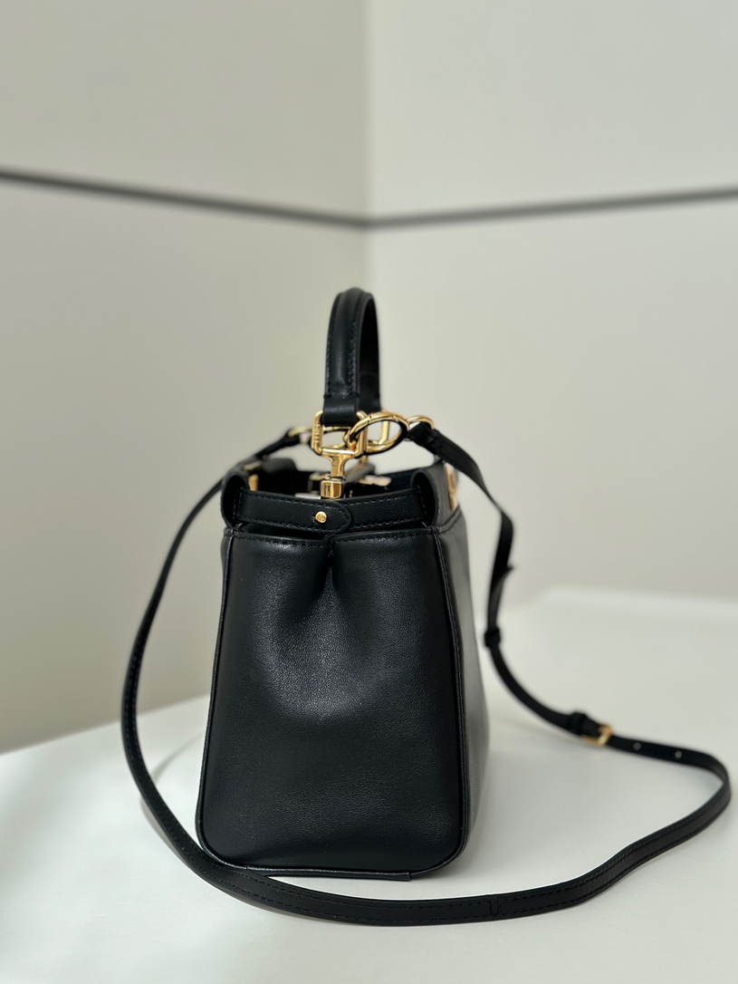 Fendi 8BN244 Peekaboo Iconic Mini Black Leather 8315 Bag